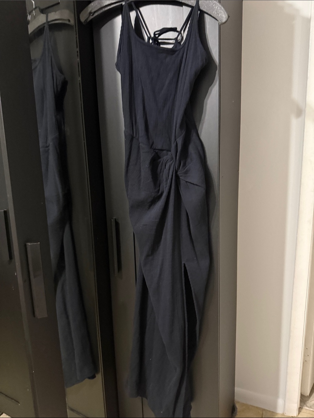 Free People black Twist-Detail maxi Dress with side slit